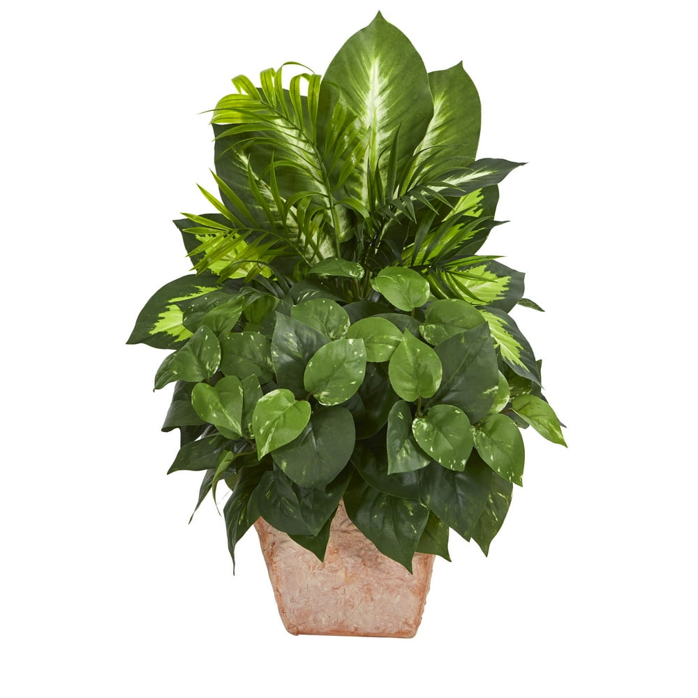 Nearly Natural Mix Greens Dish Garden Artificial Plant in