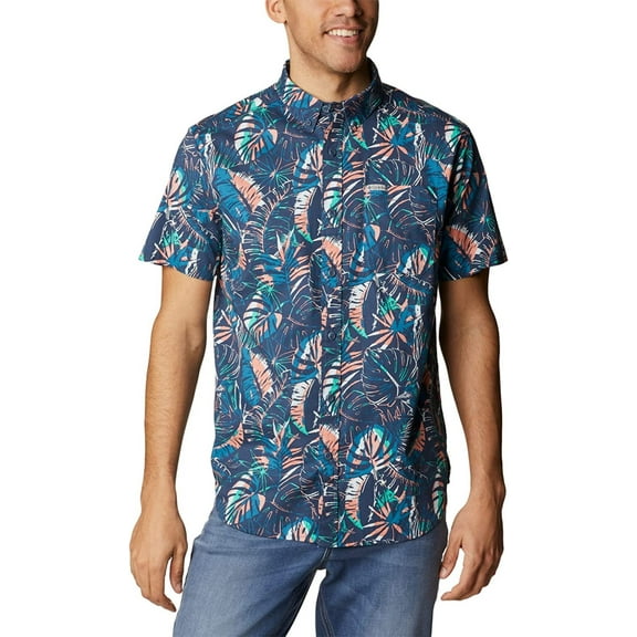 Columbia Men's Thistletown Hills Polo, Dark Mountain King Palms Multi, Small