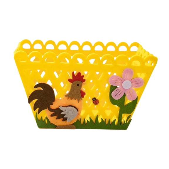 HuiXinOu Easter Felt Basket with Handle, Decorative Storage Box for Candy, Eggs, and Small Items, Holiday Home Decor Spring Decor