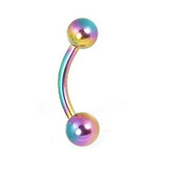 Pride Shack - Titanium Rainbow Curved Eyebrow Ring (14GA 3/8") Gay Lesbian Pride