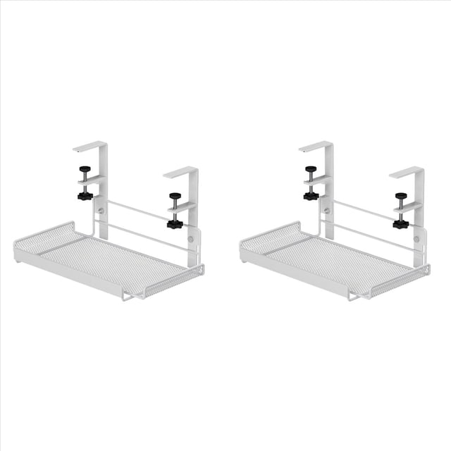 2X Bandeja de Gestión de Cables Debajo del Escritorio, Almacenamiento de Estación de Trabajo, Cesta de Bandeja de Cables de Metal, Escritorio de Pie para Oficina y Hogar Estilo 1