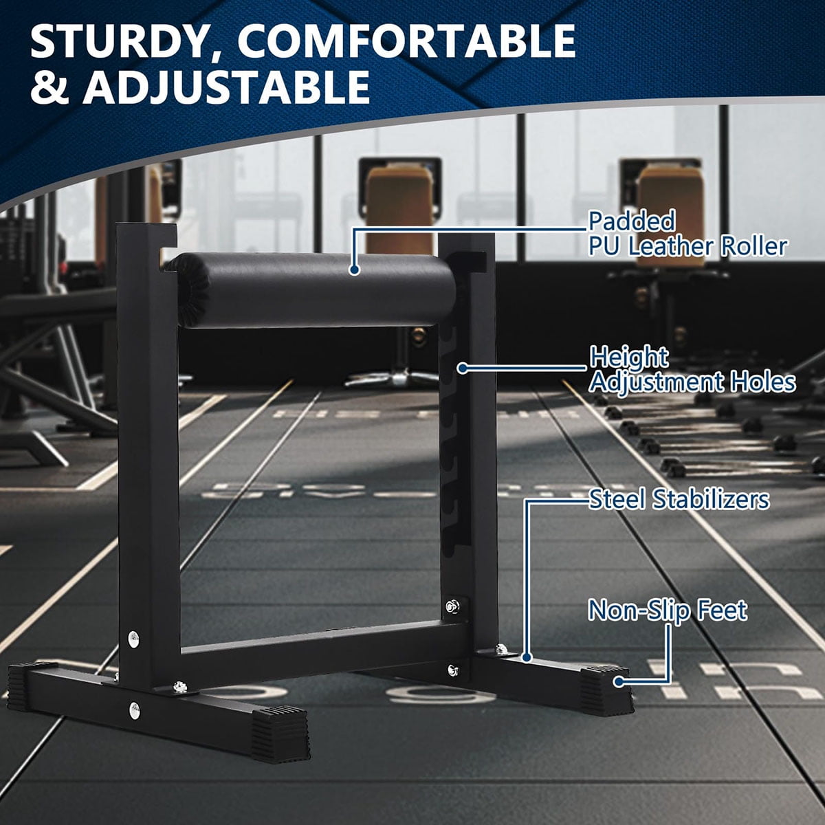 Soonbuy Bulgarian Split Squat Stand, Single Leg Squat Roller, Split Squat Stand with 7 Adjustable Roller Heights, Ideal for Squats, Leg Lunges, Bodyweight & Lower Body Strength Training