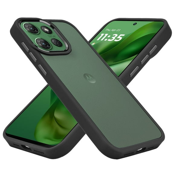 XPM for Motorola Edge 2025 Phone Case, Slim Fit Hybrid Transparent Thick Acrylic with Metal Buttons Frame Protective Hard PC TPU Shockproof Cover for Motorola Edge (2025) (Black)