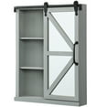thumbnail image 3 of FirsTime & Co. Gray Winona Barn Door Mirrored Cabinet, Farmhouse, Square, 21 x 5.5 x 28 in, 3 of 6