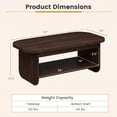 thumbnail image 3 of Gymax 2-Tier Oval Coffee Table 47'' Mid Century Center Table w/ Bottom Storage Shelf Walnut, 3 of 10