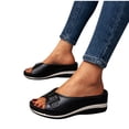 thumbnail image 4 of Tuobarr Women's Wedge Sandals Women's Flat Shoes Ladies Beach Sandals Summer Non-Slip Causal Slippers Black US Size 6.5, 4 of 5