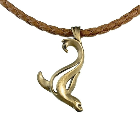 Salty Sea Lion Ocean Theme Sea Life Solid Bronze Pendant Necklace