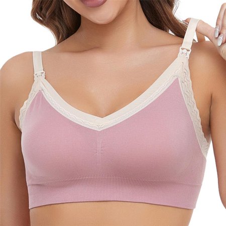 

Xmarks Sleeping Nursing Bra Wirefree Breastfeeding Maternity - Lace Trim No Rims Ribbed Maternity Ultra-Soft and Breathable Padded Bralettes