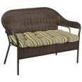 thumbnail image 4 of Jordan Manufacturing 44" x 18" Terrace Sunrise Green Stripe Rectangular Tufted Contoured Outdoor Wicker Settee Bench Cushion, 4 of 14