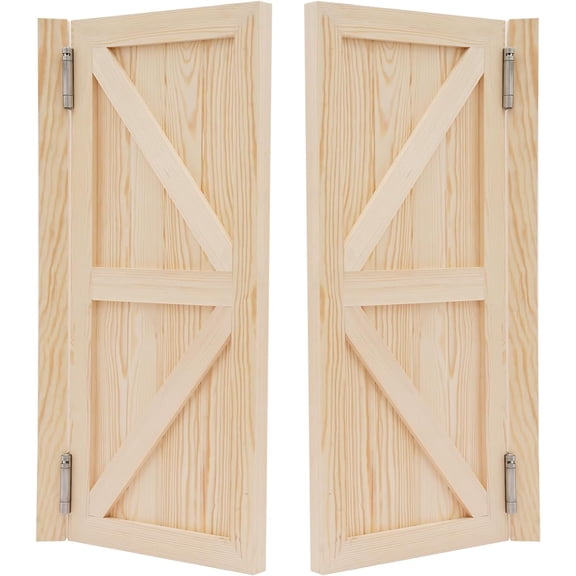 Undercat Swinging Door Interior Pine Wood Cafe Door Auto Close Partition Door with 4 Hinges for Hallway Porch Kitchen Bar Stairs Entrance 35.43*35.43 in, Log Color