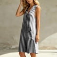 thumbnail image 6 of Utoimkio Women's Striped Sleeveless Romper V Neck Button Front Bermuda Length with Side Patch Pockets for Casual Summer Wear, 6 of 7