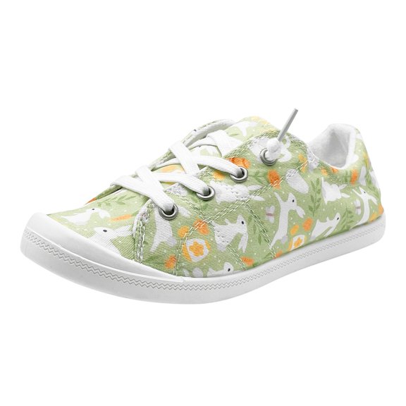 NOKIO Women Canvas Sneakers Cute Walking Shoes Classic Canvas Shoes Comfort Lace Up Tennis Shoes Lightweight Textile Flats Women Shoes Fashion Floral Casual Shoes