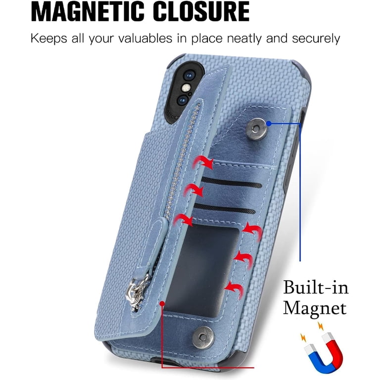 ELISORLI Portafoglio Con Custodia In Pelle Per IPhone Xs Max – Copertura Con Supporto E Cinturino Da Polso - 5