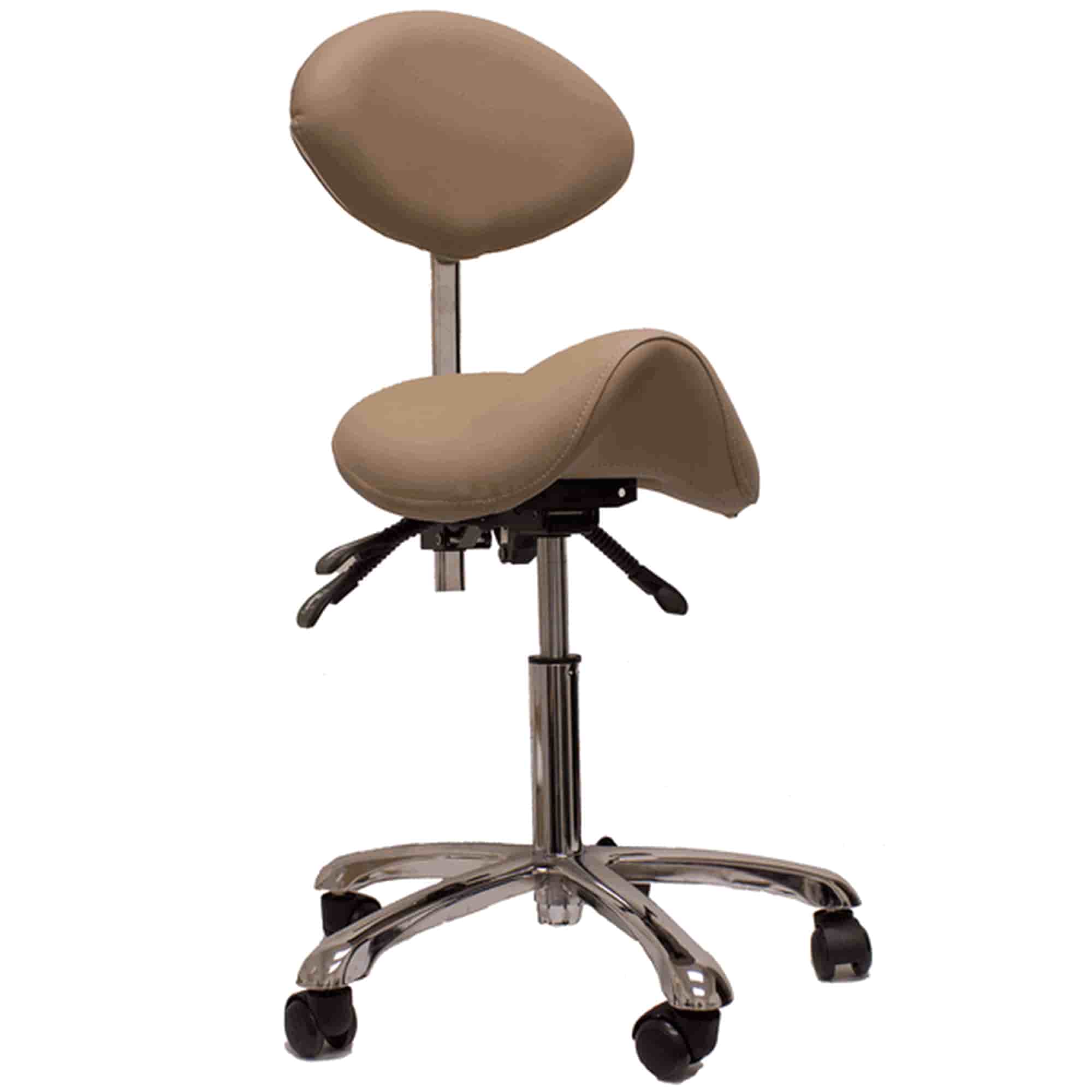 Rolling Saddle Stool With Back Support Spa Luxe