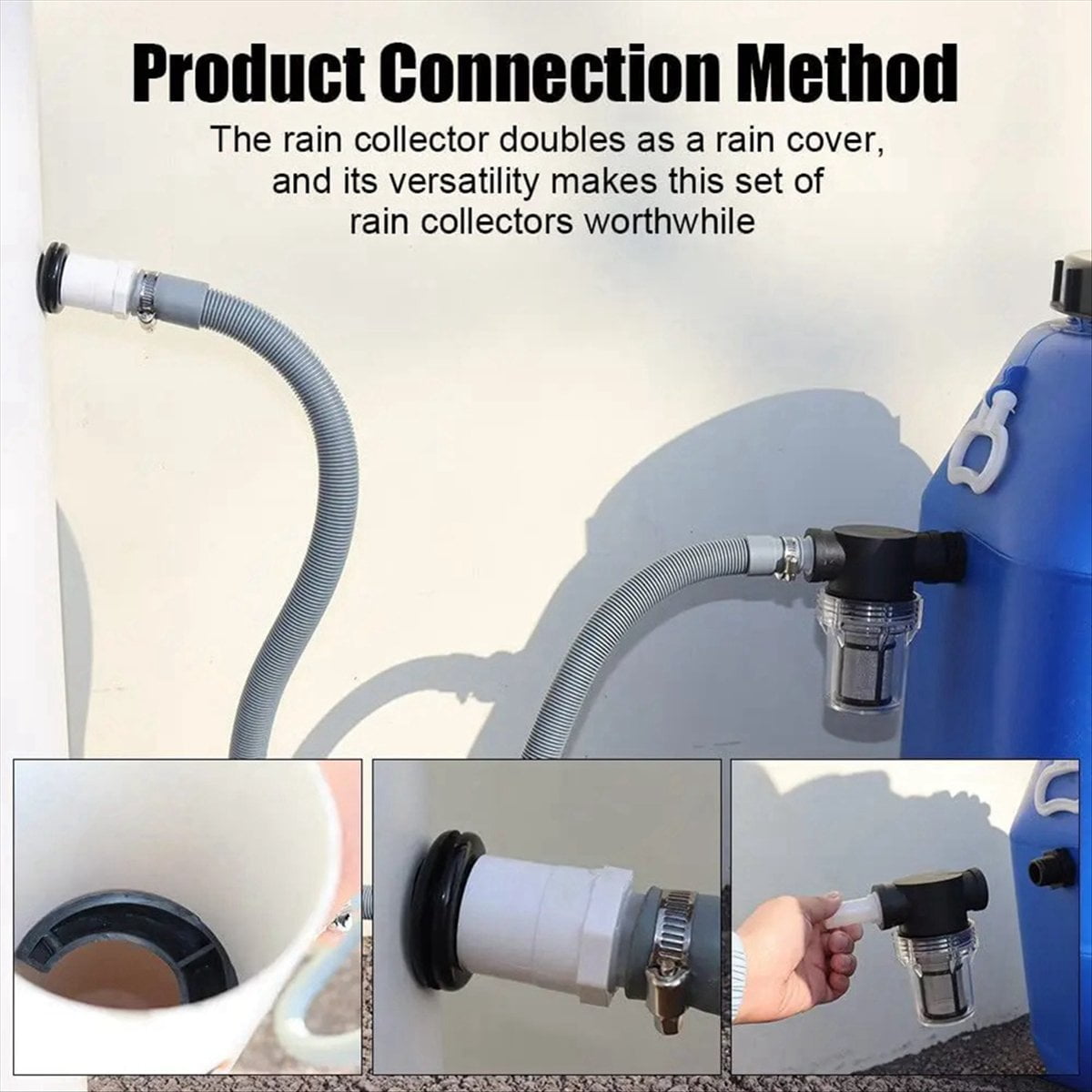 Rain Catcher Rain Diverter Rainwater Collection System 1 Set 110mm Flex Hose Sealing Rubber Ring