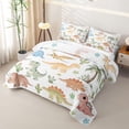 thumbnail image 3 of Feelyou Desert Tropical Cartoon Dinosaur Twin Quilt Set for Boys Girls, Cute Volcano Palm Tree Twin Coverlet Set, Green, 2 Pieces, 3 of 7