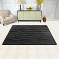 thumbnail image 3 of Black Wavy Textured Pattern Soft Polyester Area Rug 31''x20'', Non Slip, Memory Foam, Water Absorbent, 3 of 7
