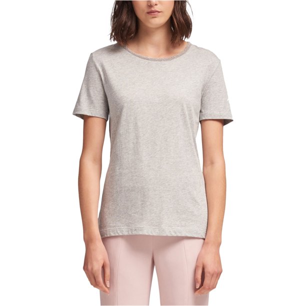 Camiseta DKNY Adornada Con Cuentas Para Mujer Gris Grande