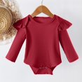 thumbnail image 2 of Kaemgyyd Long Sleeve Bodysuit for Baby Girls Unisex Newborn Ribbed Scoop Neck Fall Romper Cute Solid Ruffle One-Piece Clothes 0-18 M, 2 of 3