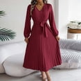 thumbnail image 4 of Wdgfv Ruffle Maxi Dress for Women, Pleated A Line Flowy, Business Casual, Holiday Modest Long Sleeve Smocked Spring, 4 of 6