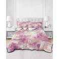 thumbnail image 2 of Quilt King Size Bedding Set, Pink Ombre Reversible Summer Quilt 3 Pieces, Gradient Abstract Art Vintage Lightweight Bedspreads Coverlets with 2 Pillow Shams for All Seasons, 2 of 5