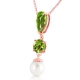 thumbnail image 2 of Galaxy Gold GG 14K Rose Gold Peridot and Pearl Pendant Necklace - August Birthstone - Warmth & Prosperity - 16" to 24" - Fine Jewelry for Women, 2 of 3