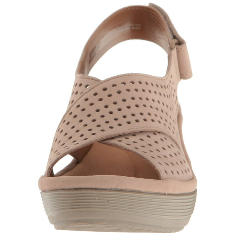 Clarks 26124832 Women s Reedly Variel Sand Nubuck Wedge Sandal 11 B M US Women Walmart