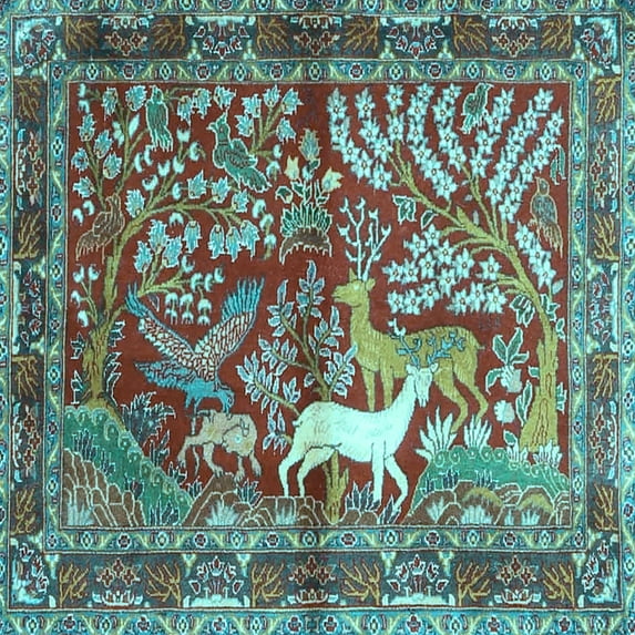 Ahgly Company Indoor Square Persian Light Blue Traditional Area Rugs, 8' Square
