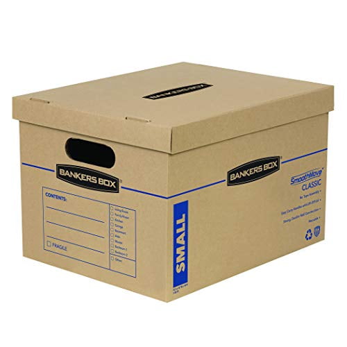 Bankers Box SmoothMove Classic Moving Boxes, Tape-Free Assembly, Small, 15 x 12 x 10 Inches, 10 Pack (7714203)