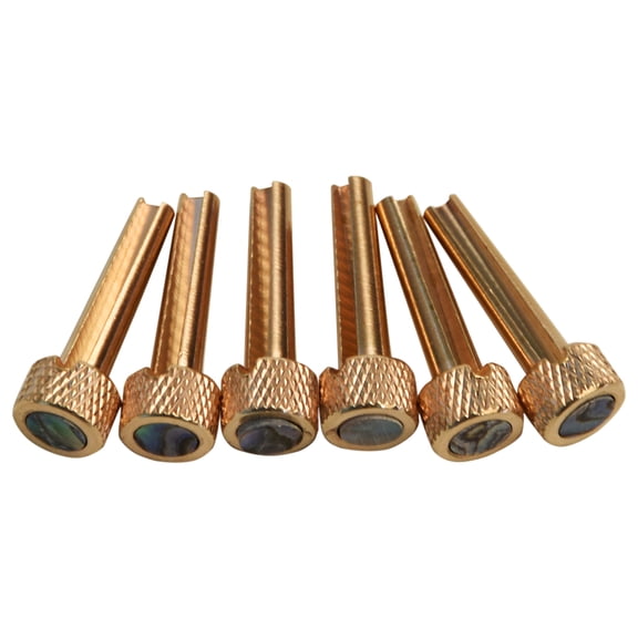 6PCS Guitar String Nails Solid Brass Bridge Pins Abalone Dot Inlay Acoustic Guitar Replacement Accessory