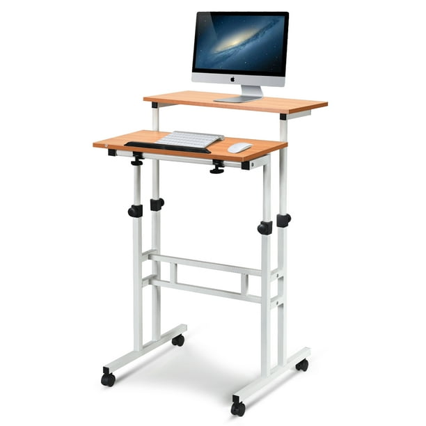 Costway Mobile Standing Desk Height Adjustable Sit Stand