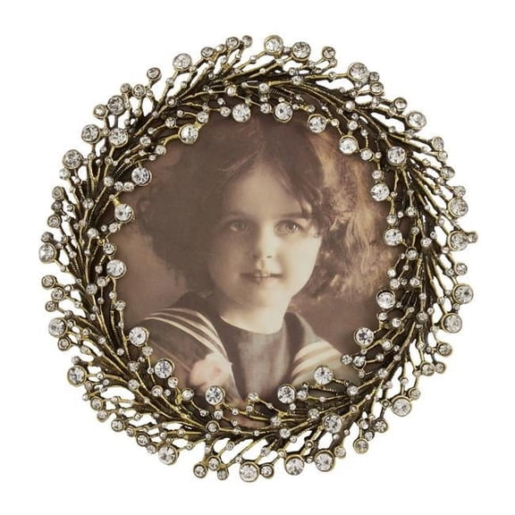 SARO PF802.C4R Jeweled Picture Frame with Wreath Design  Clear