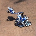 thumbnail image 7 of SmartBy Adjustable Ring Elegant Open-end Design Three Blue Butterflies Ring Jewelry for Party, 7 of 7