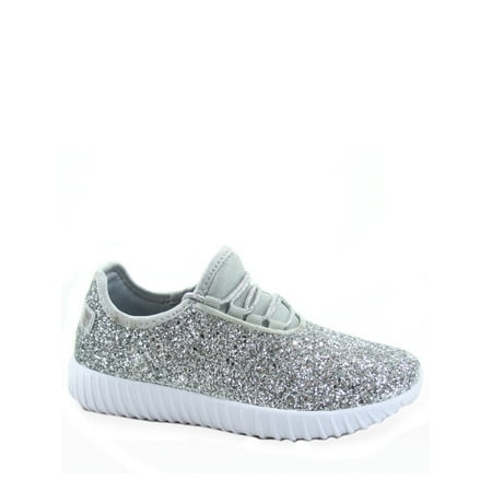 Remy-18 Women s Fashion Flat Glitter Light weight Lace Up Rubber Running Athletic Shoes