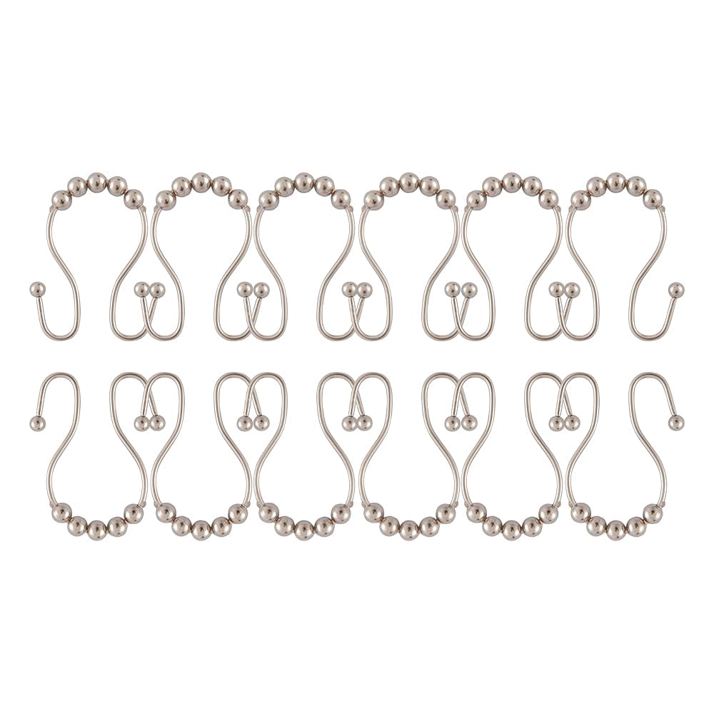 Utopia Alley  Double Roller Ball Stainless Steel Shower Curtain Hooks Rings, Set of 12 Brushed Nickel