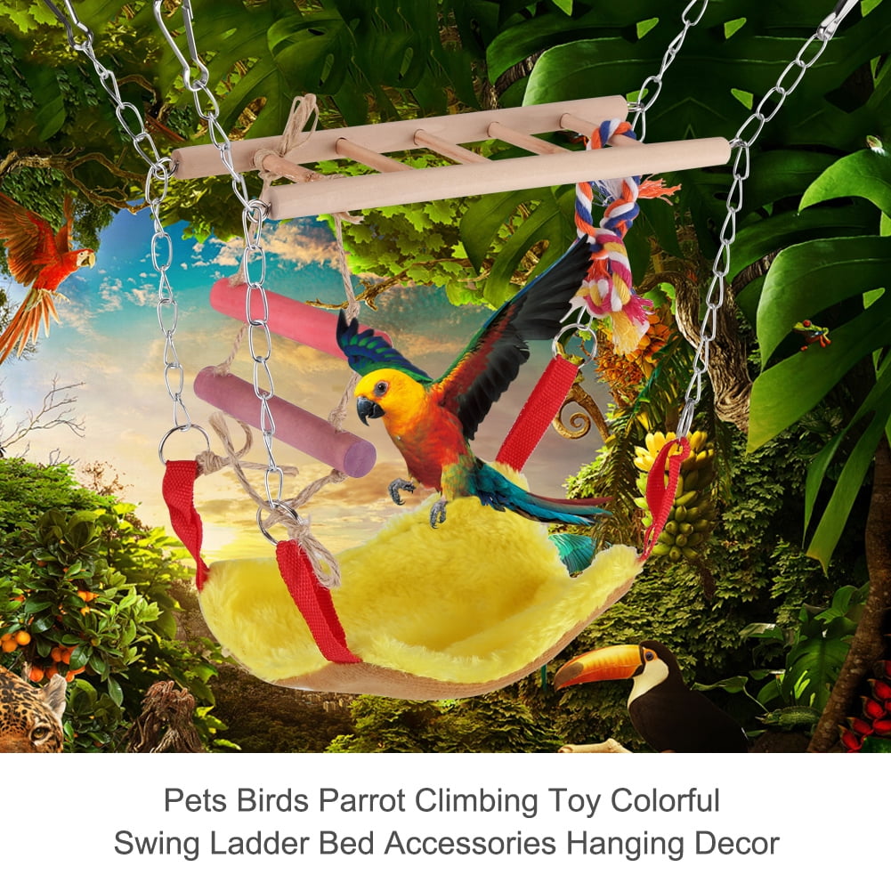 OTVIAP Pets Birds Parrot Climbing Toy Colorful Swing Ladder Bed