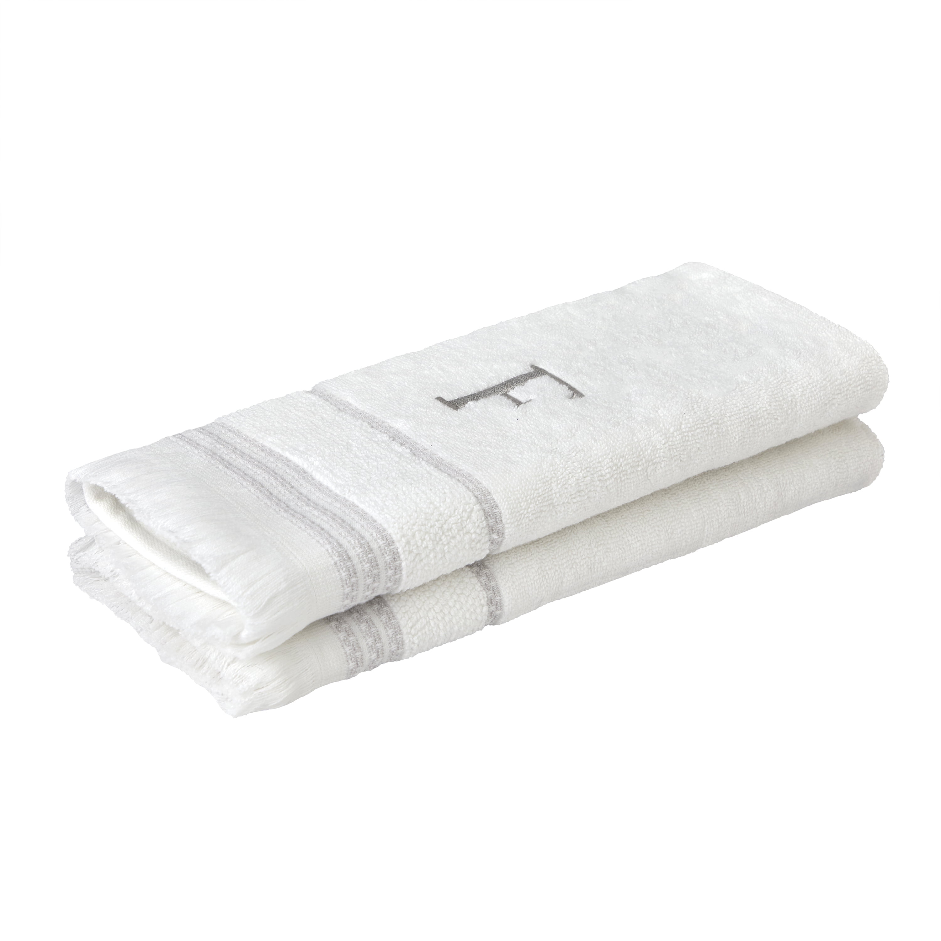 SKL Home Casual Monogram Hand Towel (2-Pack), "F", White