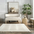 thumbnail image 4 of nuLOOM Lessie High/lLow Geometric Tassel Area Rug, 5' 3" x 7' 6", Ivory, 4 of 9
