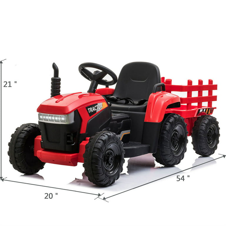 Tractor Toy with Trailer, 12 Volt Ride on Tractor Cars with LED