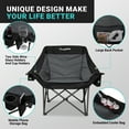 thumbnail image 5 of KingCamp Oversized Folding Camping Chairs, Heavy Duty Outdoor Round Camping Chair with Pocket, Fully Padded Folding Lawn Chairs for Adults, Black Dark Grey, Support 450+lbs, 5 of 10