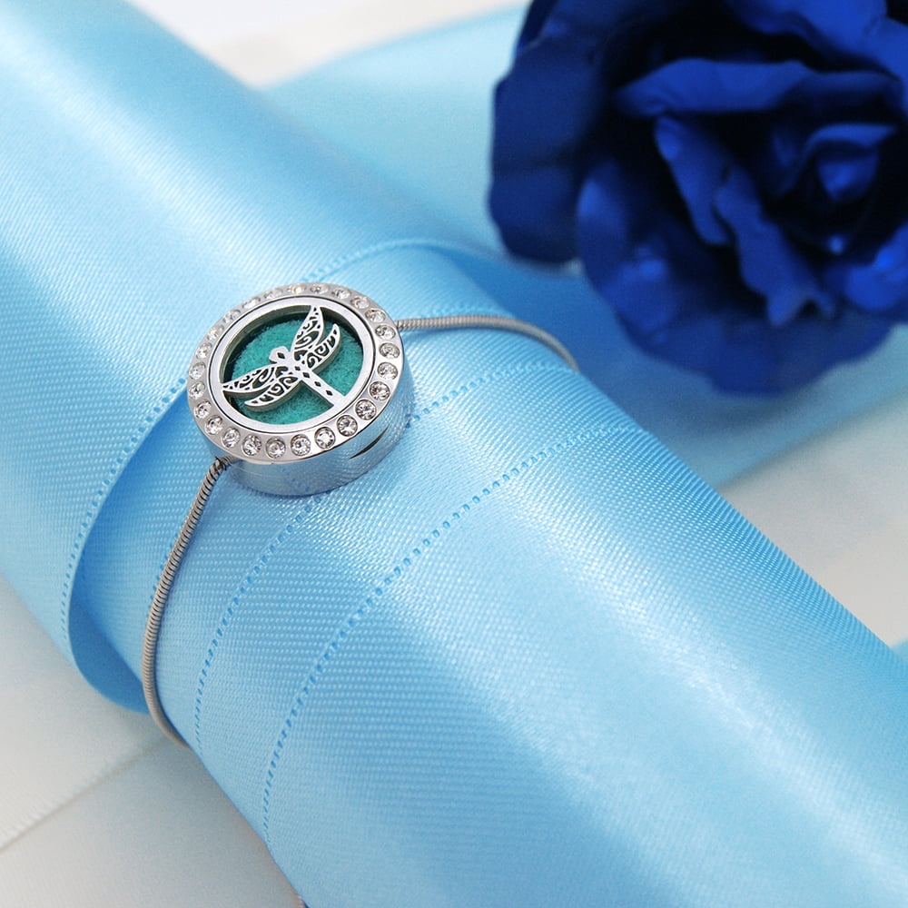 Anavia Dragonfly Slider Aromatherapy Jewelry Essential Oil Bracelet with Gift Box