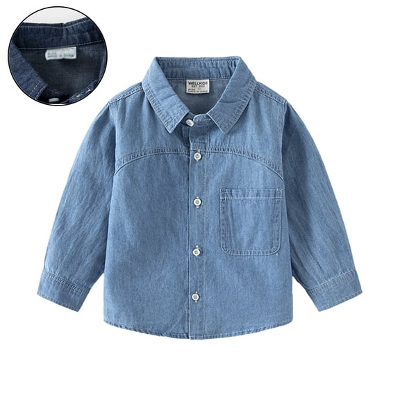 Toddler Denim Jacket Long Sleeve Button down Blue Jean Jacket Lightweight Jacket Boy Jacket 3-4 Years