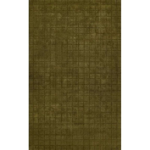 Eclatique Rug Modern Collection Modern Rug, Tufted, Green Checked Area Rug, 5 x 8, Non-Slip Backing