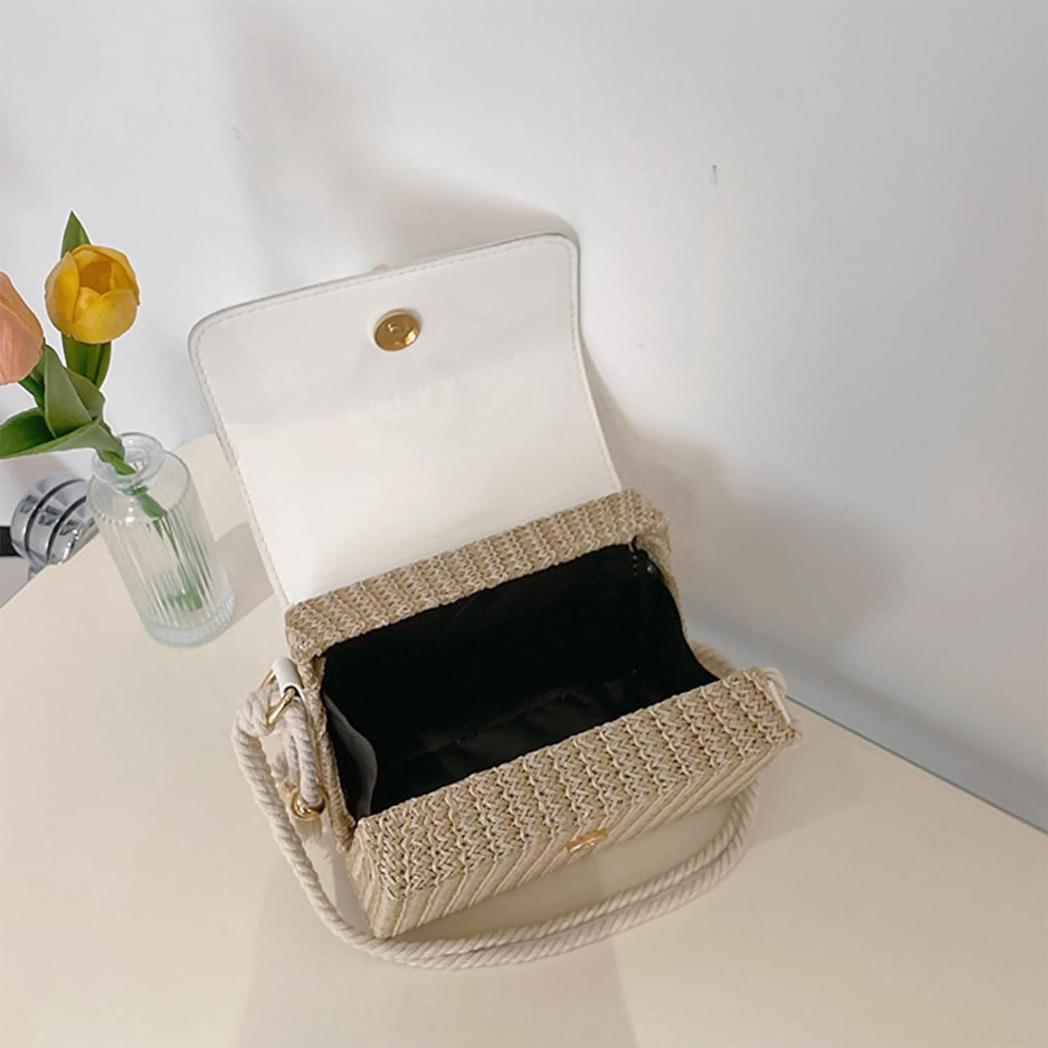 CAILDANL Straw Crossbody Bags for Women Summer Straw Clutch Bag Woven Beach Purse Vacation Handbags