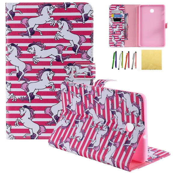 Galaxy Tab A 8.0 2018 Case, Allytech PU Leather Flip Foilo Stand Case Cover with Credit Card Slots & Strong Magnetic Clasp for Samsung Galaxy Tab A 8.0 (Model: SM-T387), Pony