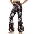thumbnail image 3 of FKELYI Women's Yoga Leggings Vintage Skull Love Print Slim-Fit Flare Leg Pants Bell Bottom Flared Sweatpants Tummy Control Atheletic Yoga Pants for Gym Workout Daily Dress, S, 3 of 7