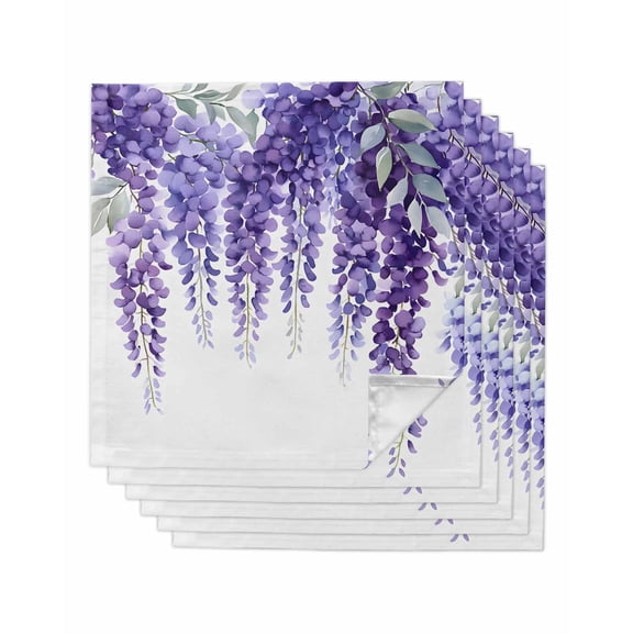 nqOlkjepod Botanical Purple Cloth Napkins Set of 6 Reusable Dinner Napkins, Spring Garden Florals Cocktail Napkin Washable Table Napkins for Wedding/Holiday Party/Baby Shower 20"x20"