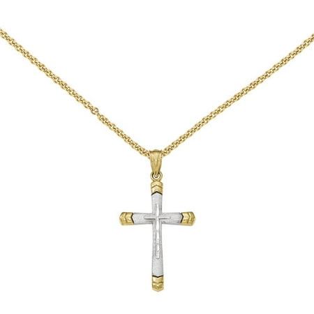 14kt Yellow and White Gold Polished DC Cross Pendant