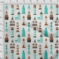 thumbnail image 4 of oneOone Viscose Jersey Turquoise Blue Fabric Sea Lighthouse Dress Material Fabric Print Fabric By The Yard 60 Inch Wide, 4 of 7