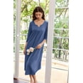 thumbnail image 2 of Ekouaer Nightgown for Women Long Nightshirt Maxi Sleepshirts V Neck Loungewear 3/4 Sleeve Sleepwear Full Length Sleep Dress, 2 of 6